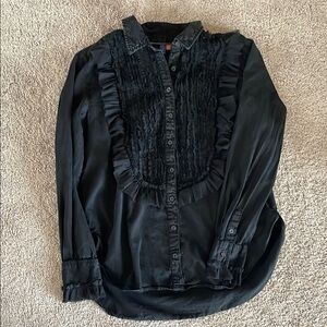 Pilcro Black Ruffled Button-Up Shirt size small